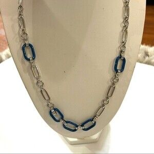 BANANA REPUBLIC~Enamel & Silver Link Chain Necklace